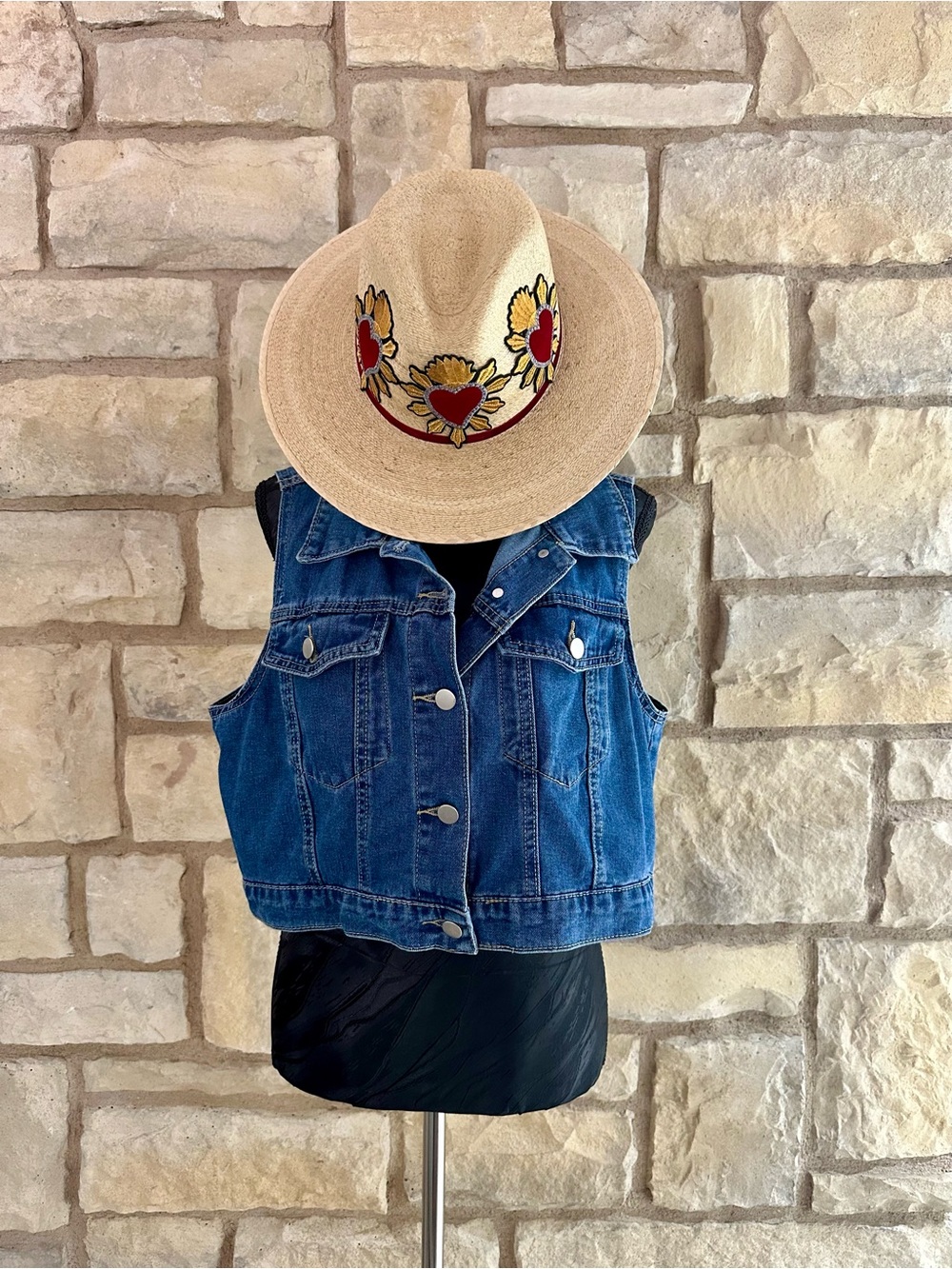 Denim Sleeveless Vest Jacket - Blue
